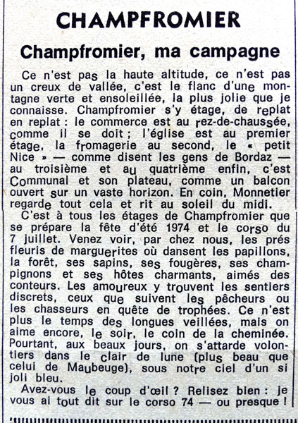 Champfromier, ma campagne
