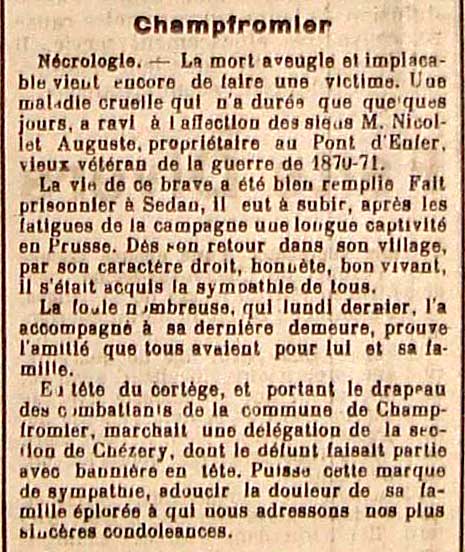 D&eacute;c&egrave;s v&eacute;t&eacute;ran de 1870