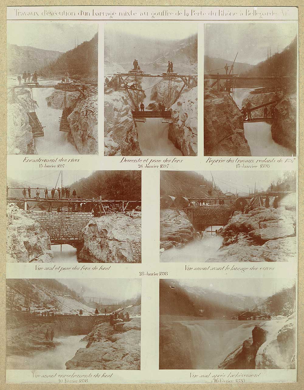 Barrage sur les Pertes du Rhône en 1898